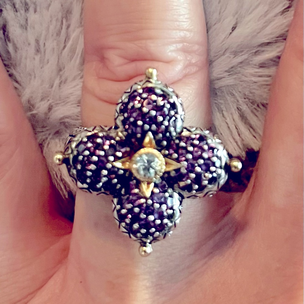 Barbara Bixby Amethyst, Sterling Silver, 18k Gold Ring💜
